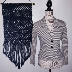 Lightweight Black & White Striped Blazer